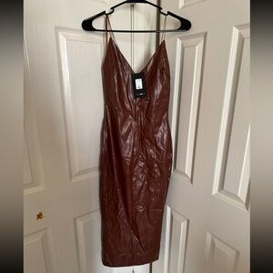 Fashion Nova sexy faux leather midi dress